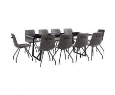 Set Sala da Pranzo 11 pz in Similpelle Marrone Scuro