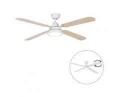 QAZQA Ventilatori da soffitto fanattic - Moderno - Acciaio,Legno - Bianco - Tondo Non sostituibile