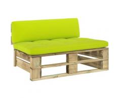 vidaXL Divano Centrale Giardino Verde su Pallet Legno Pino Impregnato - Verde