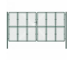 Cancello di Recinzione per Giardino in Acciaio 400x200 cm Verde VD34874 - Hommoo