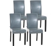Set 4x Sedie Pranzo INA similpelle telaio nero Grigio