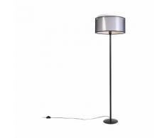 QAZQA Lampada da terra con paralume simplo - Design - Acciaio,Tessuto - Nero/Bianco