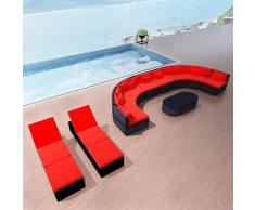 YOUTHUP Set Divani da Giardino 13 pz con Cuscini in Polyrattan Rosso - Rosso