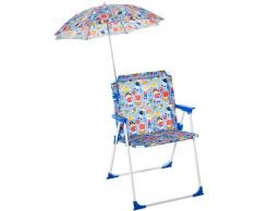 Outsunny Sedia Pieghevole per Bambini con Ombrello Parasole per Giardino Spiaggia Campeggio,