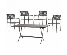 Set Tavolo Pieghevole E 4 Sedie Da Giardino In Acciaio Pasotti Lola Antracite