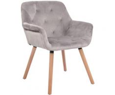 Sedia design Cassidy in velluto Grigio Natura (rovere)