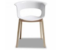 Poltroncina natural miss b antishock, telaio in faggio, seduta in policarbonato bianco o