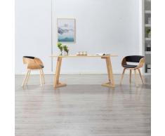Sedia da Pranzo Nera in Legno Piegato e Similpelle - Nero - Youthup