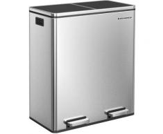Cestino Doppio con Pedale per Riciclaggio, 2 x 30L Cestino per Rifiuti con Doppio Scomparto,