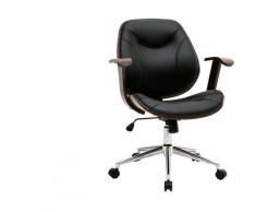 Sedia da ufficio design nero e legno scuro YORKE