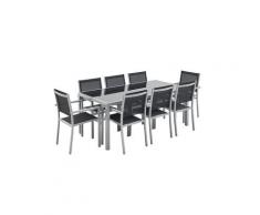 Salotto da giardino in alluminio e textilene - Capua 180cm - Grigio, Nero - 8 posti - 1 grande