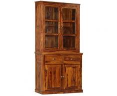 Vetrina in Legno Massello di Sheesham 100x40x200 cm - Marrone