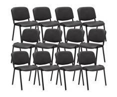 Set 12 Sedie Ufficio Visitatore Ken Imbottite In Similpelle Grigio