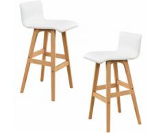 2x sgabello da bar/ sedia da bar - (faggio - bianco) similpelle