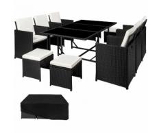 Set da giardino in rattan Malaga, 6+4+1 con copertura protettiva, variante 2 - arredo giardino,