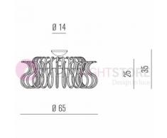WAVE Plafoniera a Soffitto Cromo d50 o d65 Vetri Cristallo Design DIMENSIONE LAMPADA - Diametro 65