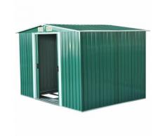Casetta Box Da Giardino In Lamiera Verde 246x192.5x177.5 Cm - Miozzi