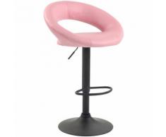 Sgabello Cucina Olinda In Similpelle Rosa Metallo nero opaco