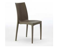22 Sedie Poly rattan per bar e ristorante giardino BISTROT Grand Soleil | Marrone