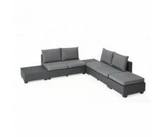Salotto da giardino Mod. SAPPORO in resina antiurto effetto polyrattan. 2 divani + 2 tavolini + 1