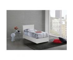 Letto Anna singolo con contenitore, Made in Italy, in ecopelle, cm 90x200, con apertura laterale,