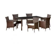 Outsunny Set Mobili da Esterno con 1 Tavolo e 6 Sedie da Giardino in Rattan PE