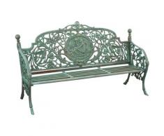 Panchina Liberty in ghisa finitura verde anticata L184xPR70xH110 cm