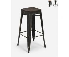 Sgabello design metallo legno industriale stile tolix bar cucine Brush Up | Wenge