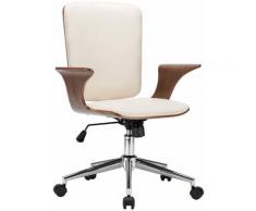 Sedia da Ufficio Girevole in Similpelle e Legno Curvato