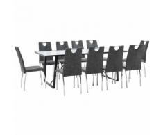 Set Sala da Pranzo 11 pz in Similpelle Nero