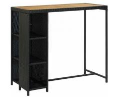Vidaxl - Tavolo da Bar con Ripiani Nero 120x60x110 cm in Polyrattan