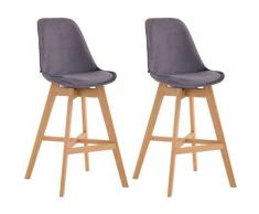 Set 2 Sgabelli Cucina Cannes In Velluto E Legno Grigio scuro Natura