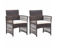 Poltrone da Giardino con Cuscini 2 pz Marroni in Polyrattan