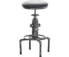 Sgabello imbottito Lumos in metallo e similpelle Nero Argento antico