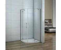 195 cm Box Doccia Semicircolare Doppia Porta Battente Saloon Cristallo 6 mm Temperato Anticalcare