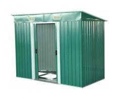 Outsunny Casetta Porta Attrezzi da Giardino in Lamiera d’Acciaio 237 x 119 x 181cm Verde