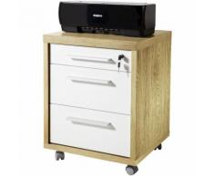 COMPOSAD Cassettiera ufficio con ruote e chiave rovere laccato bianco CT7073 L47h62p45
