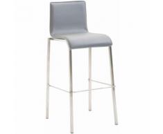 Sgabello bar KADO in similpelle liscia gambe quadrate Grigio Acciaio inox