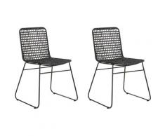 Set di 2 sedie da pranzo in rattan color nero BERITO