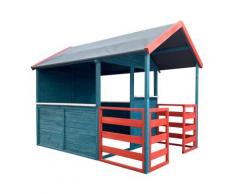 Wiltec - Casetta per bambini XL 146x195x156cm con zona giorno e veranda Casa giocattolo da giardino