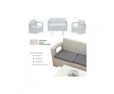 Divano con Poltrone e Tavolino/Salotto/Salottino in Polyrattan per Esterno/Arredo Giardino - Mod.
