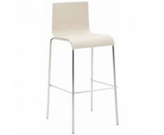 Sgabello alto Kado in polipropilene gambe rotonde Crema Metallo cromato