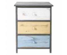Mobili Rebecca Comodino Cassettiera 3 Cassetti Legno Grigio Beige 56x40x29
