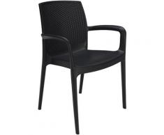 Poltrona da giardino impilabile schienale effetto rattan antracite