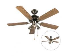 QAZQA Ventilatori da soffitto mistral - Moderno - Legno,Acciaio - Bronzo/Marrone - Tondo Max. 3 x
