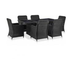 Set da Pranzo da Giardino 7 pz in Polyrattan Nero - Nero - Vidaxl