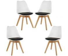 Set di 4 Tulip Pranzo/Ufficio Sedia con Gambe in Faggio Massiccio, Sedie Senza Braccia Imbottita di