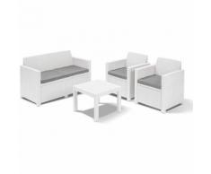 Set Salotto Resina Bianco Salottino Divano Poltrone Tavolino da Giardino Esterno