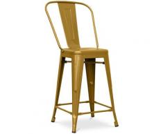 Sgabello da bar Tolix quadrati con schienale Pauchard Style - 60cm Oro