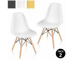 Pack 2 sedie per sala da pranzo design nordico soggiorno terrazza camera da letto bianco